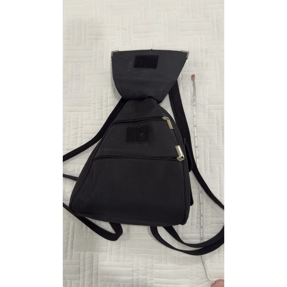 DKNY Donna Karan black‎ nylon sling crossbody backpack bag